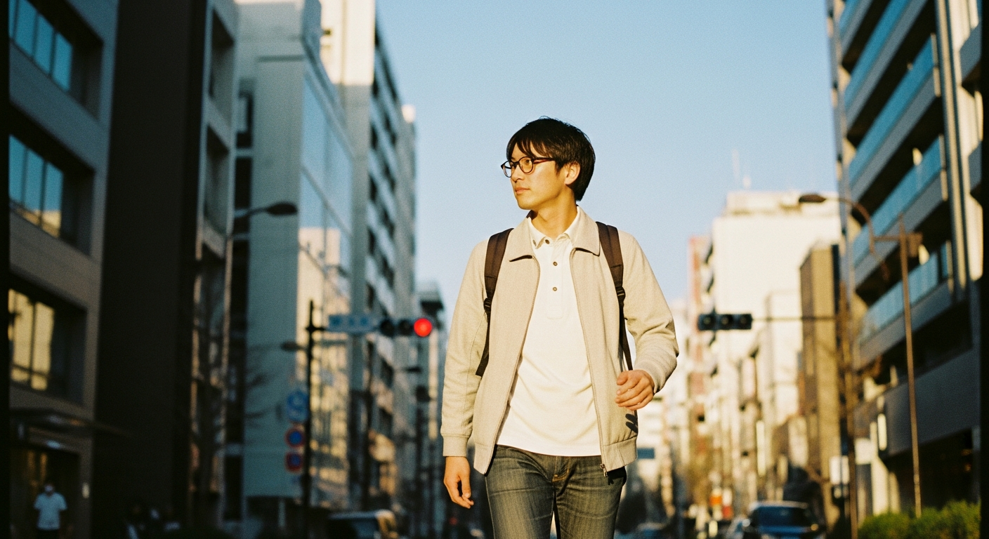 目的を持って歩く、朝の街