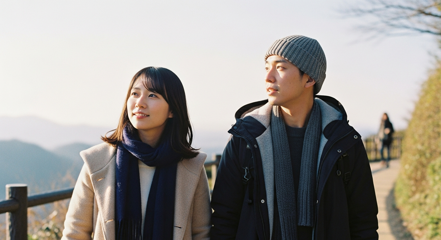 旅をする若い日本人カップル